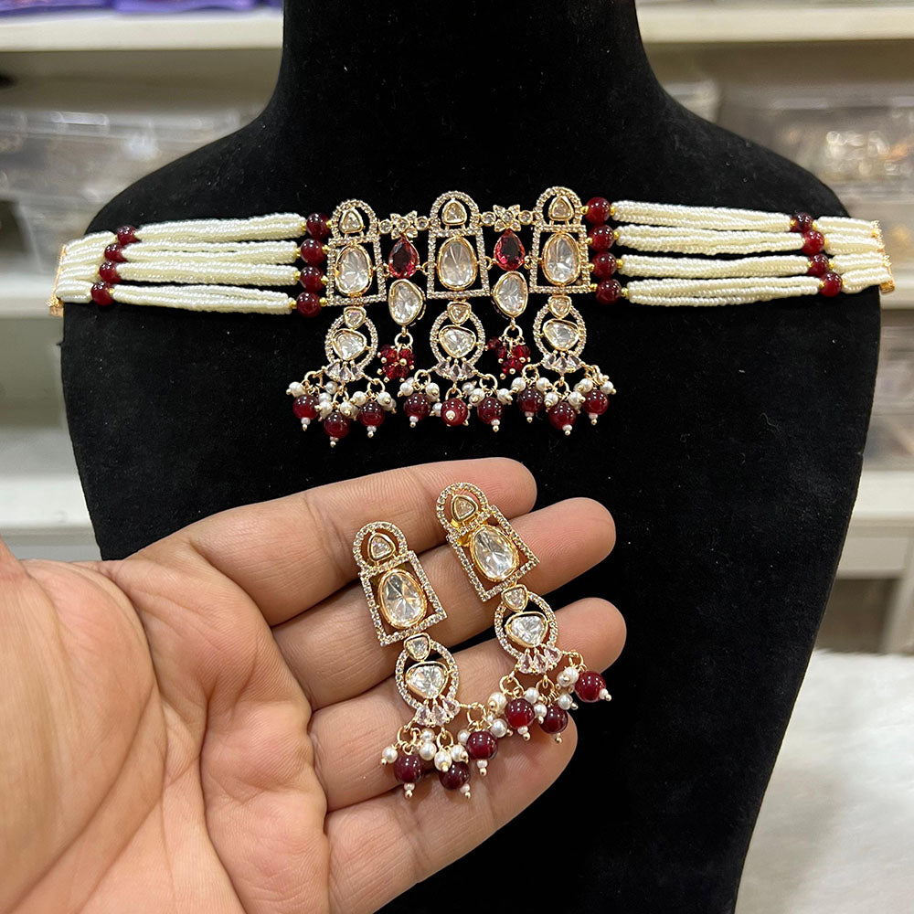 Hira Collections Exquisite Kundan Necklace And Pearl Set for Engagements and Special Celebrations