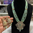 Hira Collections Royal Beads and Kundan Pendant Long Necklace Set for Wedding Wear