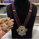 Hira Collections Royal Beads and Kundan Pendant Long Necklace Set for Wedding Wear