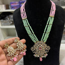 Hira Collections Royal Beads and Kundan Pendant Long Necklace Set for Wedding Wear