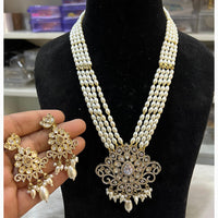 Hira Collections Royal Beads and Kundan Pendant Long Necklace Set for Wedding Wear