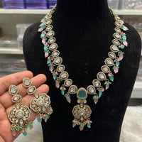 Hira Collections Designer Polki Kundan And Beads Long Necklace Set  Statement Jewelry