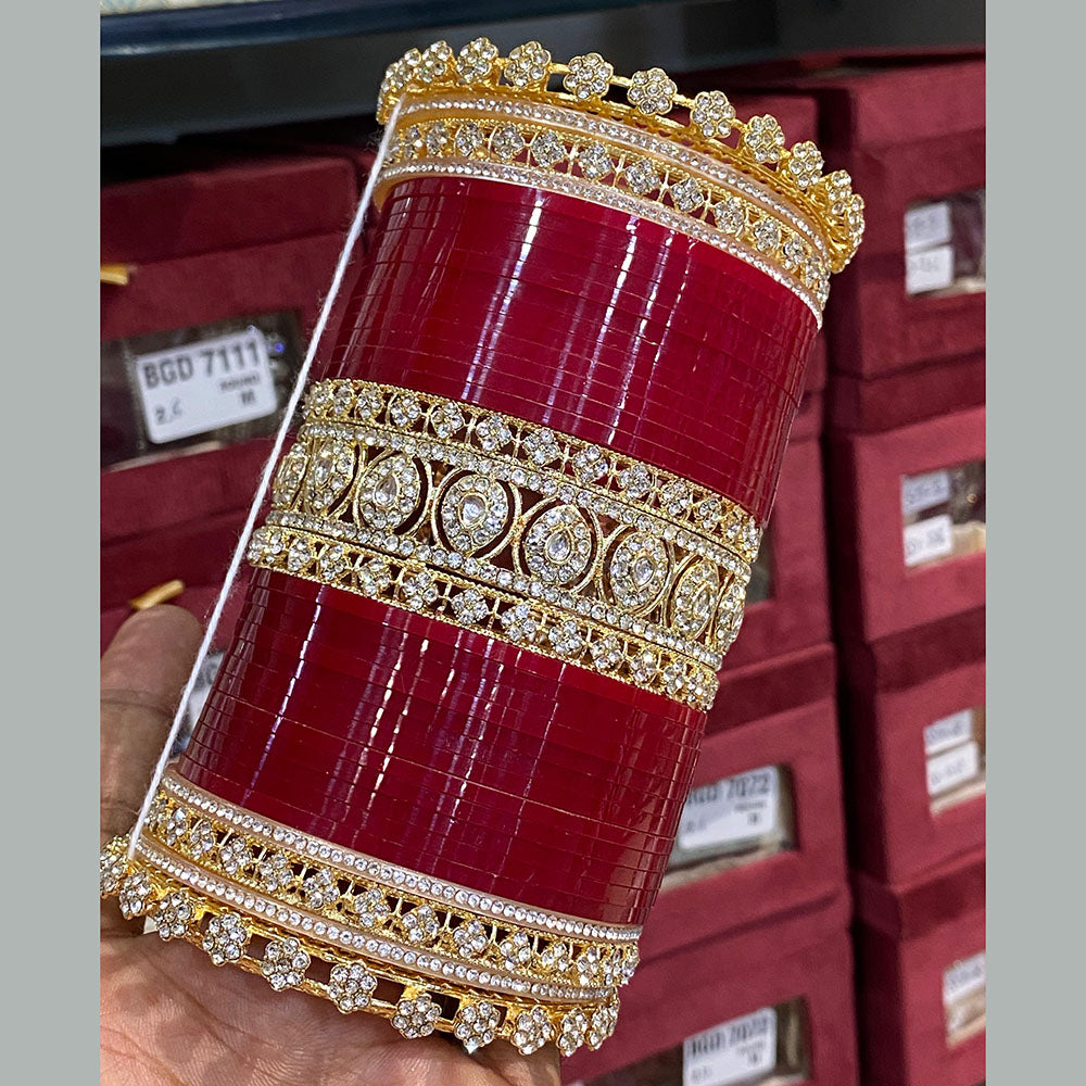 Hira Collections Premium Austrian Stone Bridal Acrylic Bangle Set