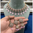 Hira Collections Kundan Stone Embellished Necklace Set with Jhumki Earrings