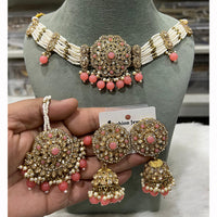 Hira Collections Traditional Embroidered Choker Set with Dangling Beads