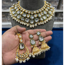 Hira Collections Maharani Kundan Necklace Set with Chandbali and Jhumkis
