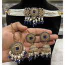 Hira Collections Pearl Strand Choker Necklace Set with Circular Detailing 