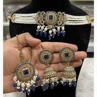 Hira Collections Pearl Strand Choker Necklace Set with Circular Detailing 