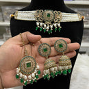 Hira Collections Pearl Strand Choker Necklace Set with Circular Detailing