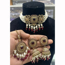 Hira Collections Pearl Strand Choker Necklace Set with Circular Detailing