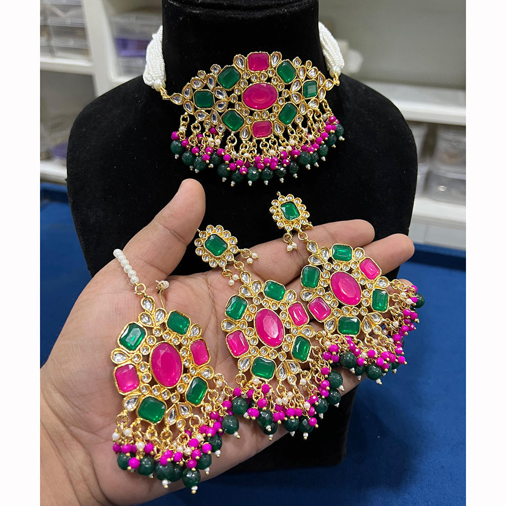 Hira Collections Floral Inspired Choker Necklace Set for Festive Wear