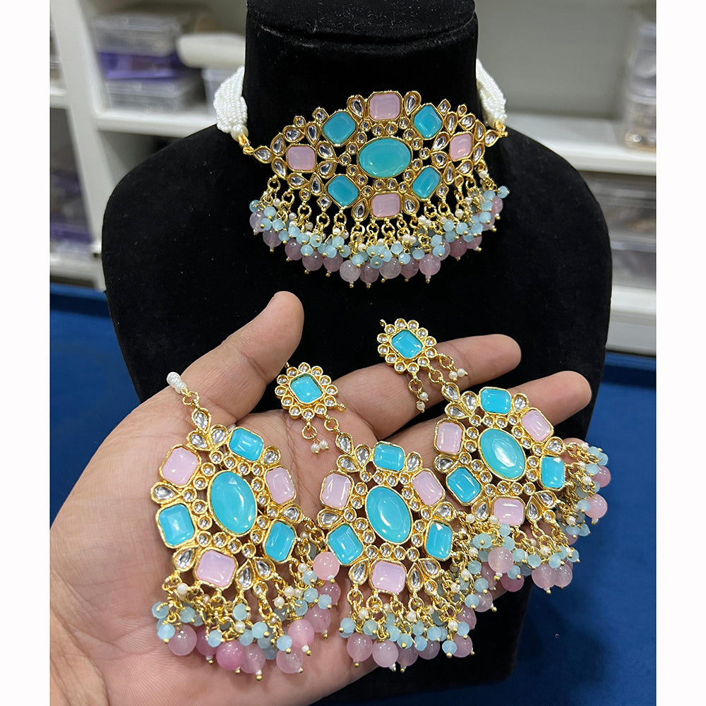 Hira Collections Floral Inspired Choker Necklace Set for Festive Wear
