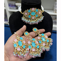 Hira Collections Floral Inspired Choker Necklace Set for Festive Wear