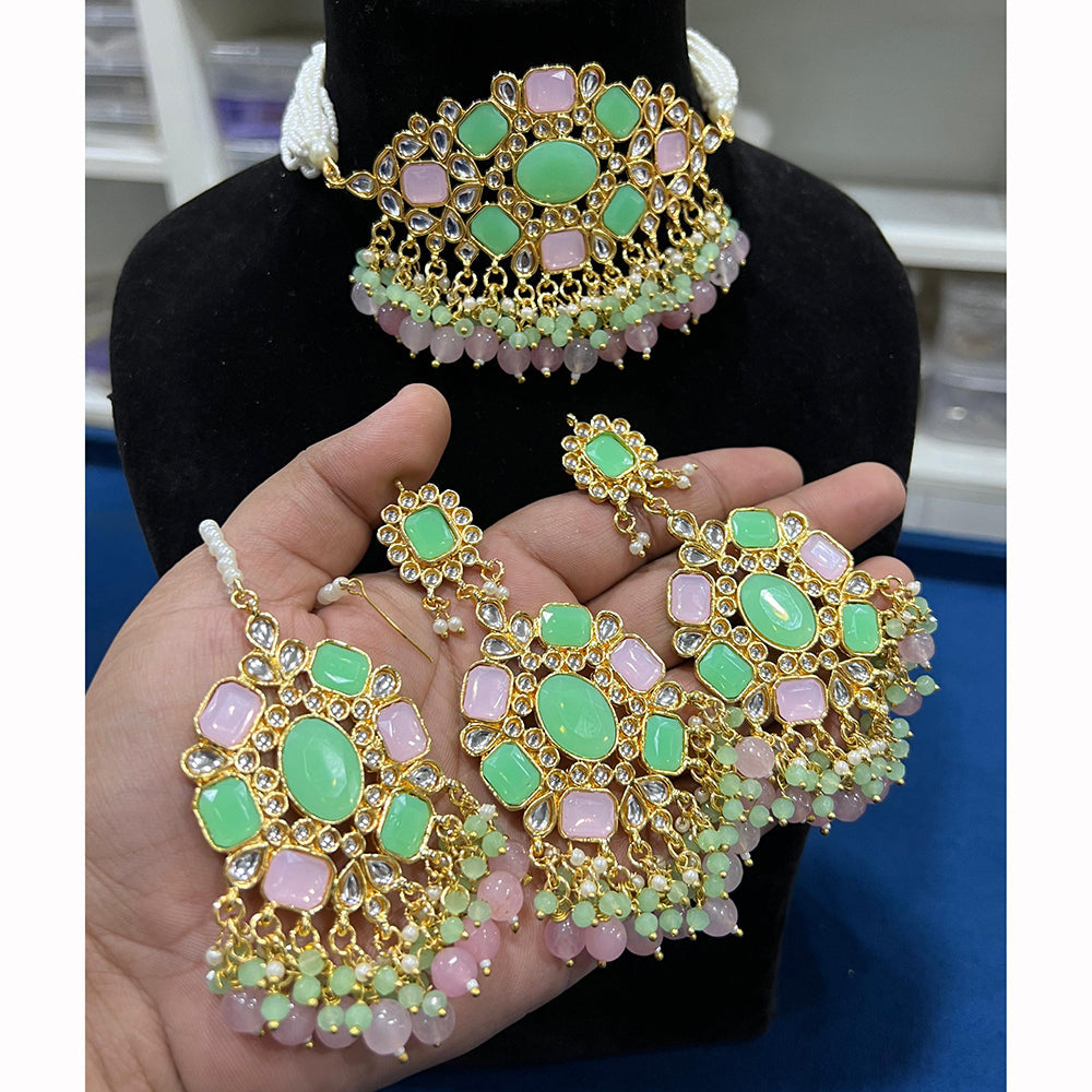 Hira Collections Floral Inspired Choker Necklace Set for Festive Wear