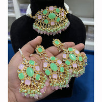 Hira Collections Floral Inspired Choker Necklace Set for Festive Wear