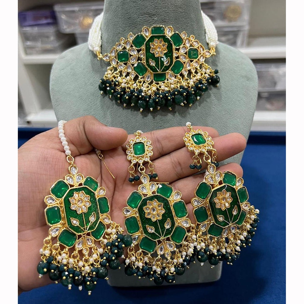 Hira Collections Floral Inspired Choker Necklace Set for Festive Wear