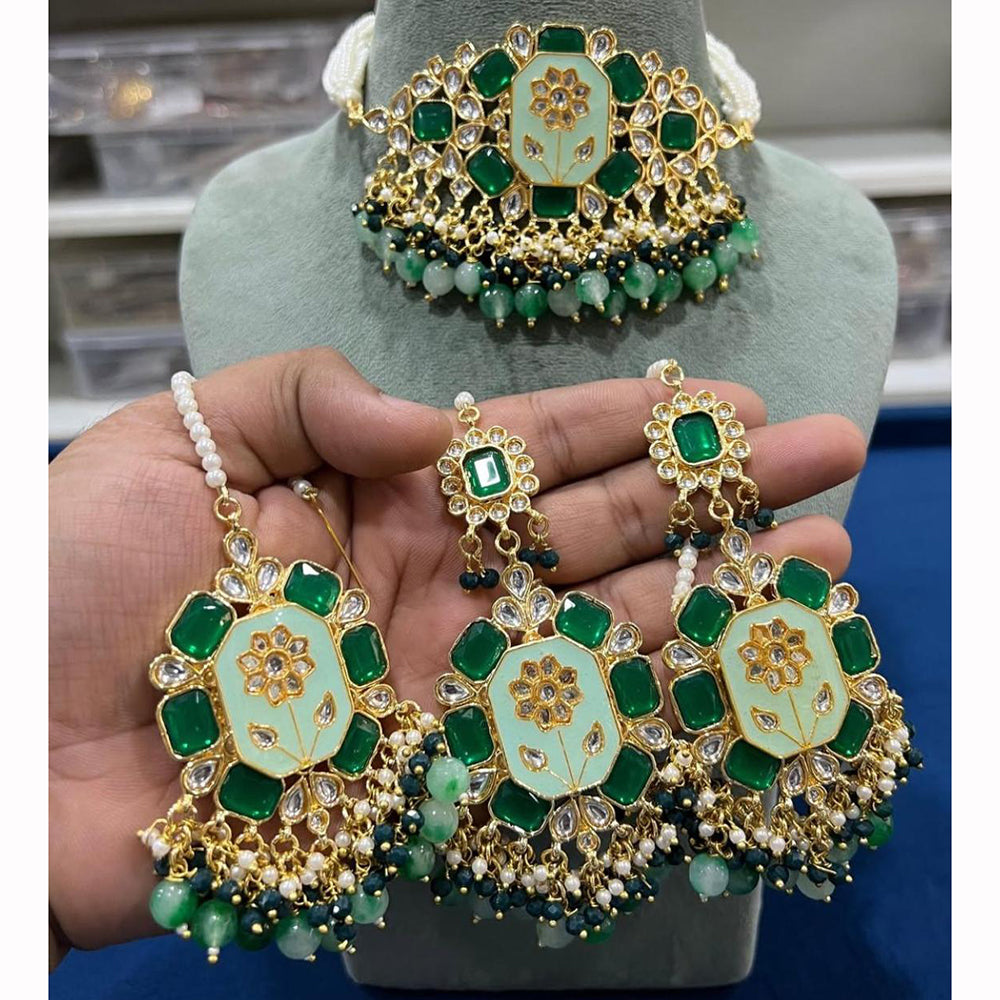 Hira Collections Floral Inspired Choker Necklace Set for Festive Wear