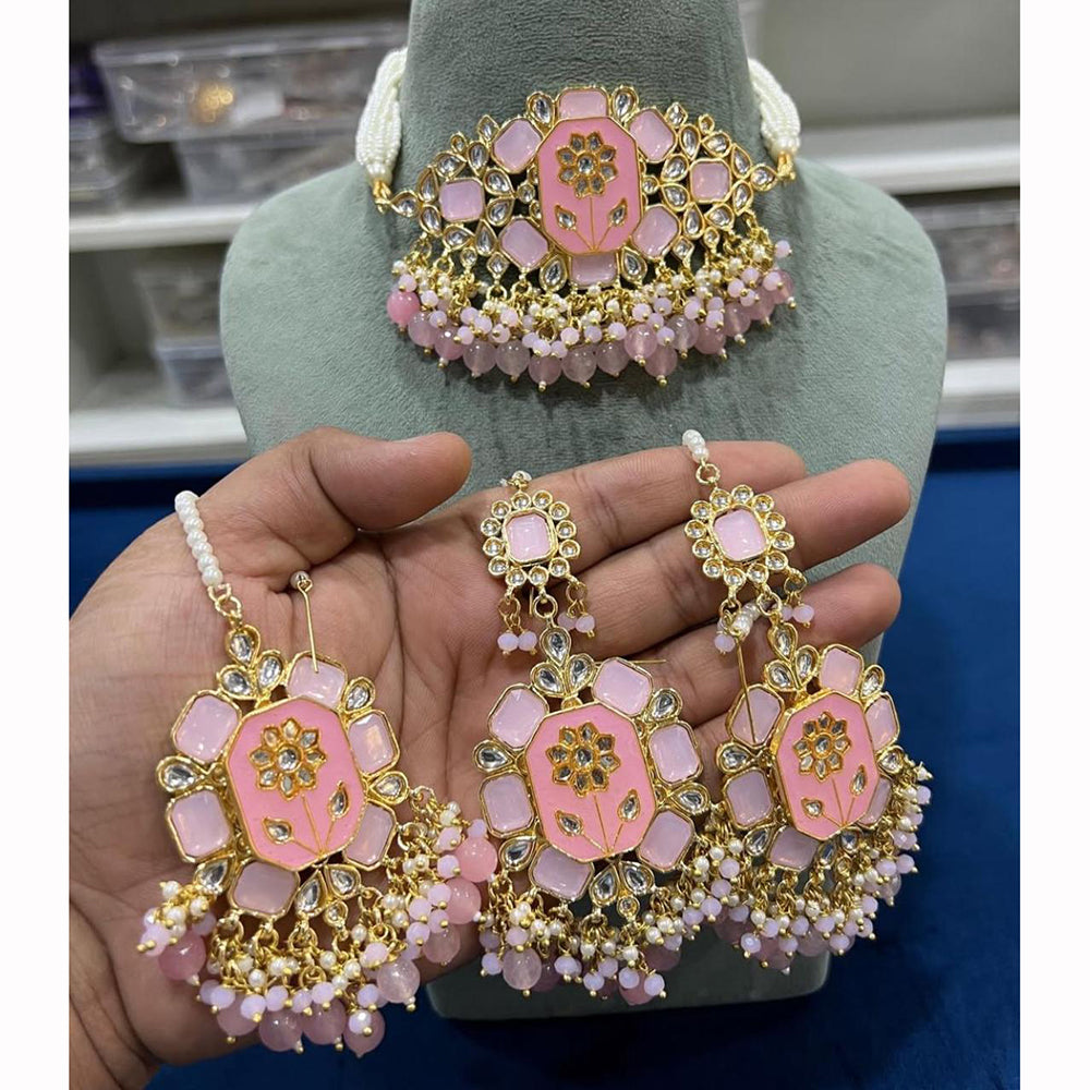 Hira Collections Floral Inspired Choker Necklace Set for Festive Wear