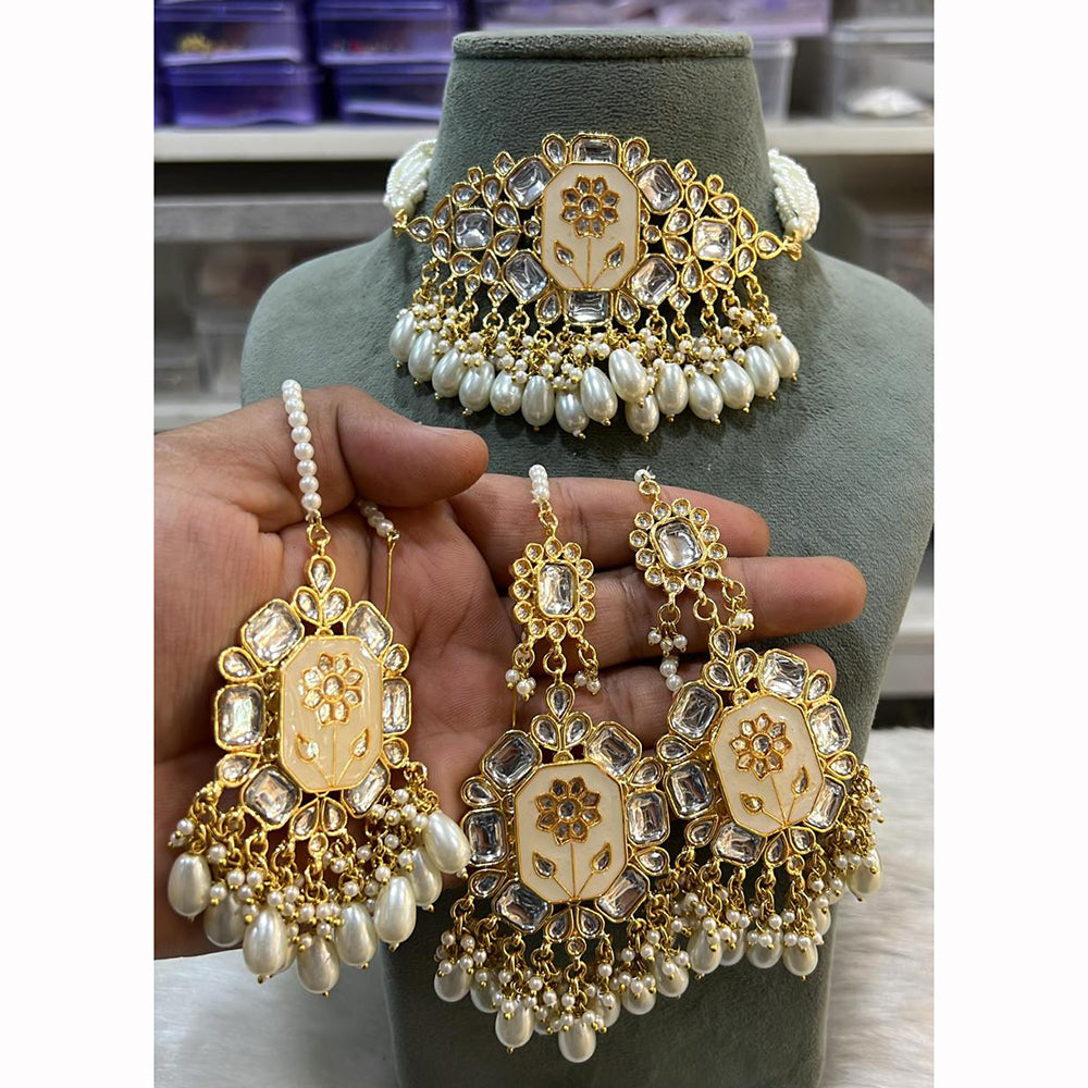 Hira Collections Floral Inspired Choker Necklace Set for Festive Wear