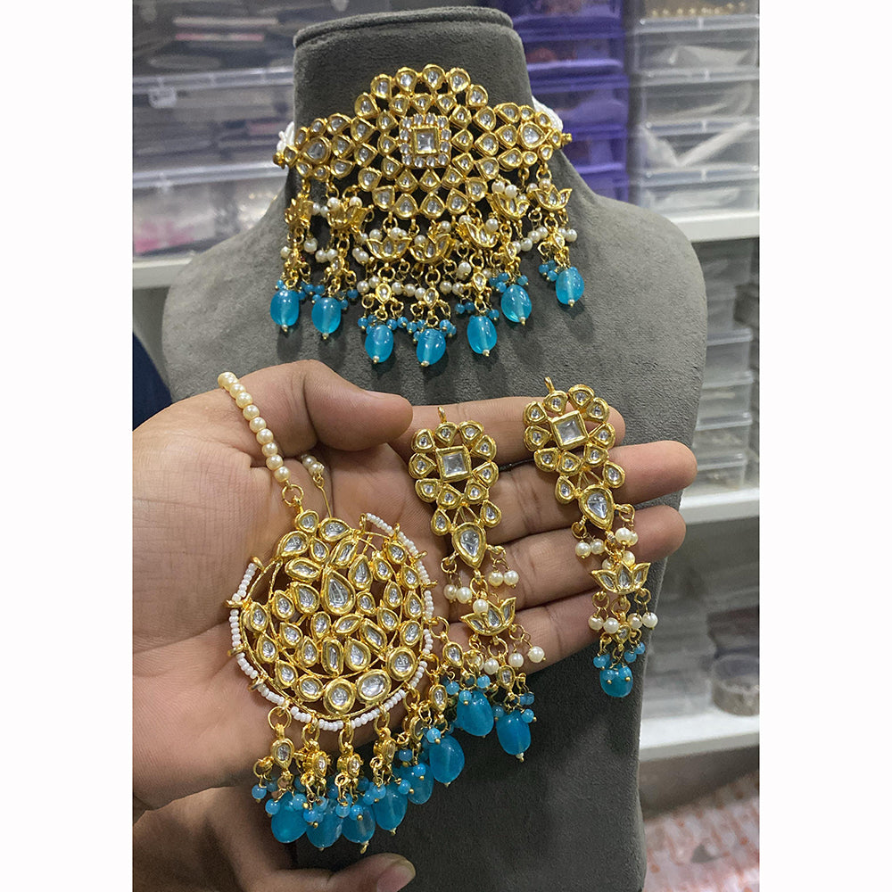 Hira Collections Traditional Kundan Inspired Choker Necklace with Pearled Finish