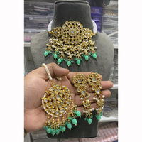 Hira Collections Traditional Kundan Inspired Choker Necklace with Pearled Finish