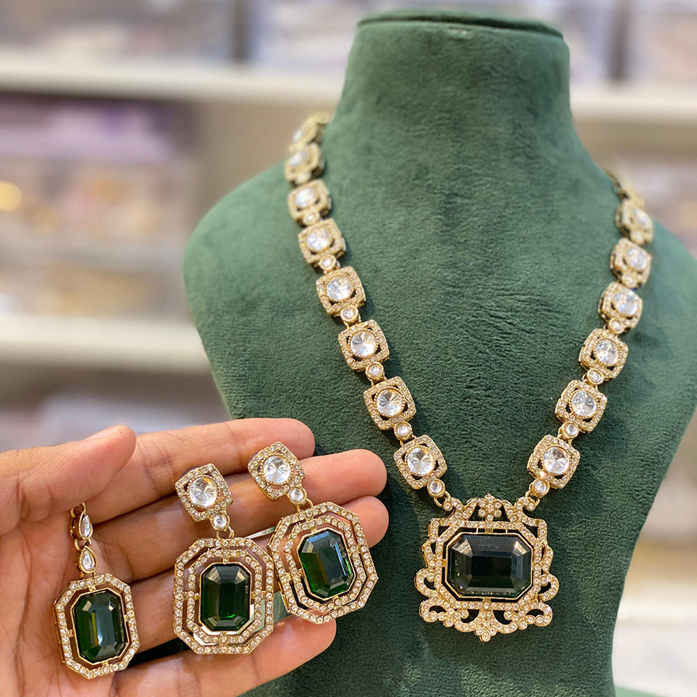 Hira Collection Elegant Crystal And Austrian Stone Necklace Set Perfect For Traditional Functions