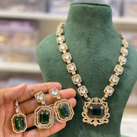 Hira Collection Elegant Crystal And Austrian Stone Necklace Set Perfect For Traditional Functions