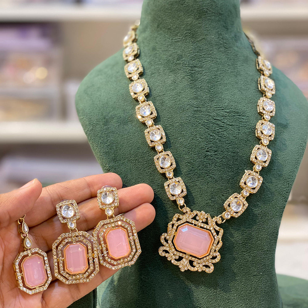 Hira Collection Elegant Crystal And Austrian Stone Necklace Set Perfect For Traditional Functions