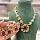Hira Collection Elegant Crystal And Austrian Stone Necklace Set Perfect For Traditional Functions
