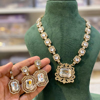 Hira Collection Elegant Crystal And Austrian Stone Necklace Set Perfect For Traditional Functions