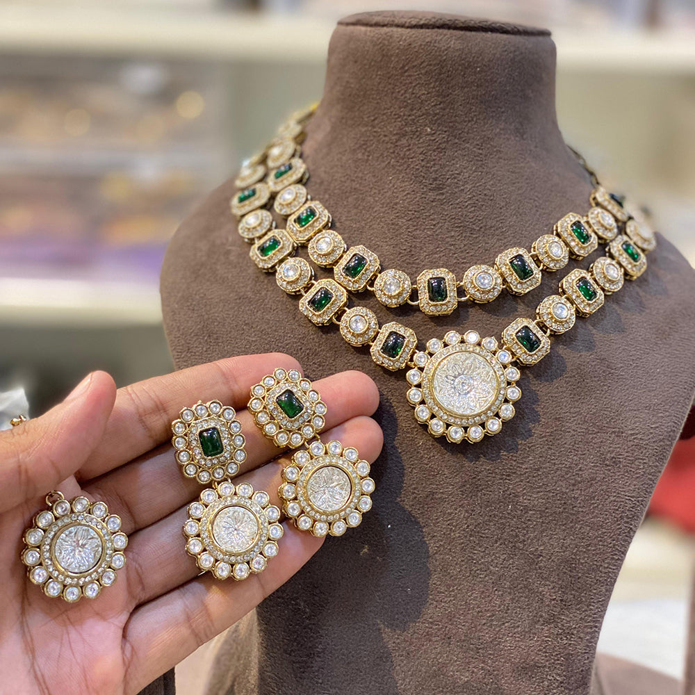 Hira Collection Elegant Crystal And Austrian Stone Necklace Set Perfect For Traditional Functions
