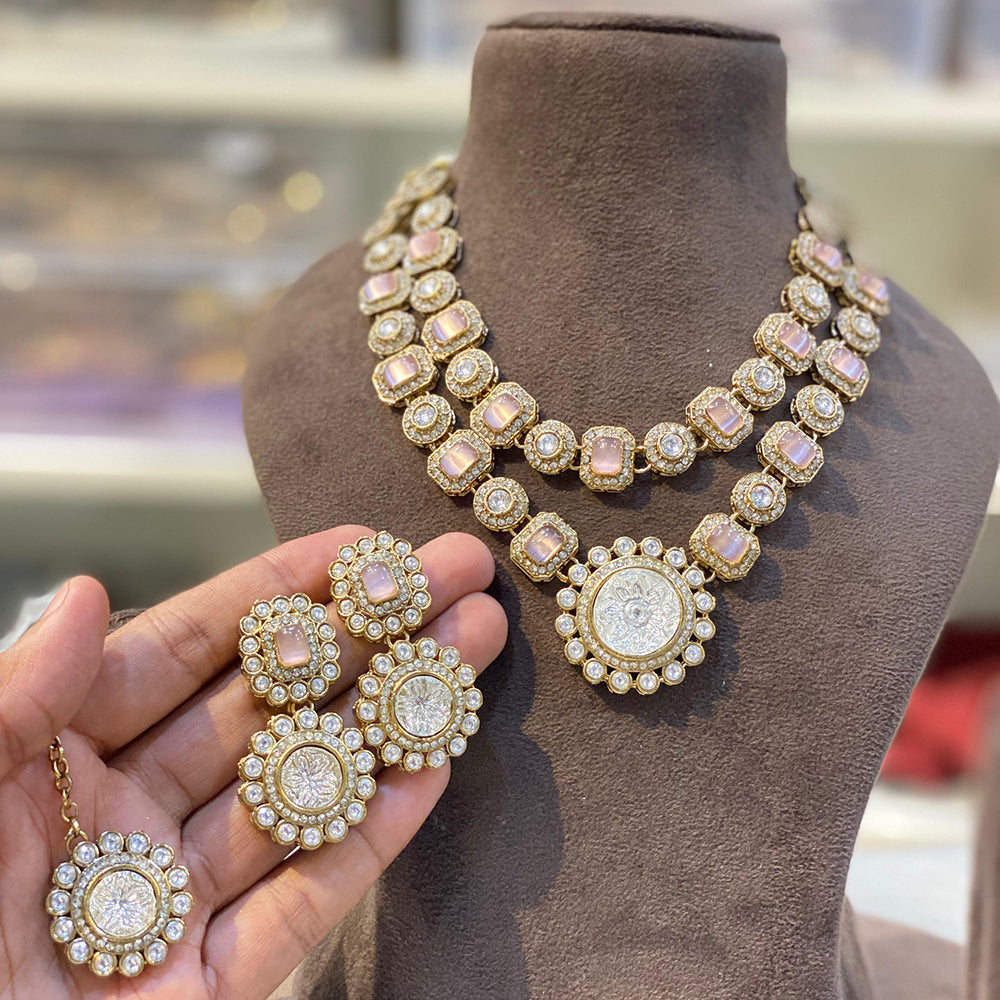 Hira Collection Elegant Crystal And Austrian Stone Necklace Set Perfect For Traditional Functions