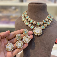 Hira Collection Elegant Crystal And Austrian Stone Necklace Set Perfect For Traditional Functions