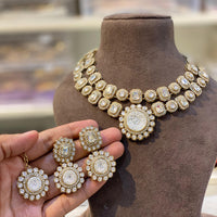 Hira Collection Elegant Crystal And Austrian Stone Necklace Set Perfect For Traditional Functions