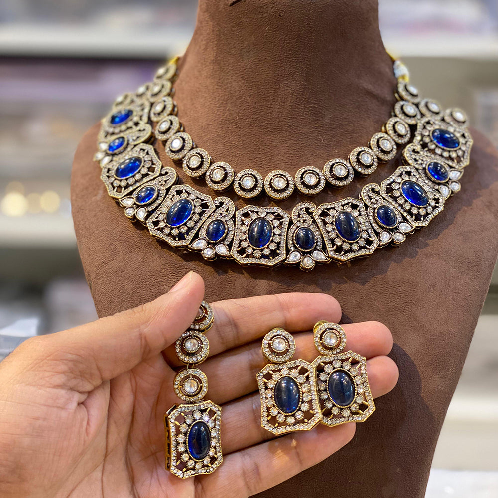 Hira Collection Elegant Crystal And Austrian Stone Necklace Set Perfect For Traditional Functions