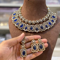 Hira Collection Elegant Crystal And Austrian Stone Necklace Set Perfect For Traditional Functions