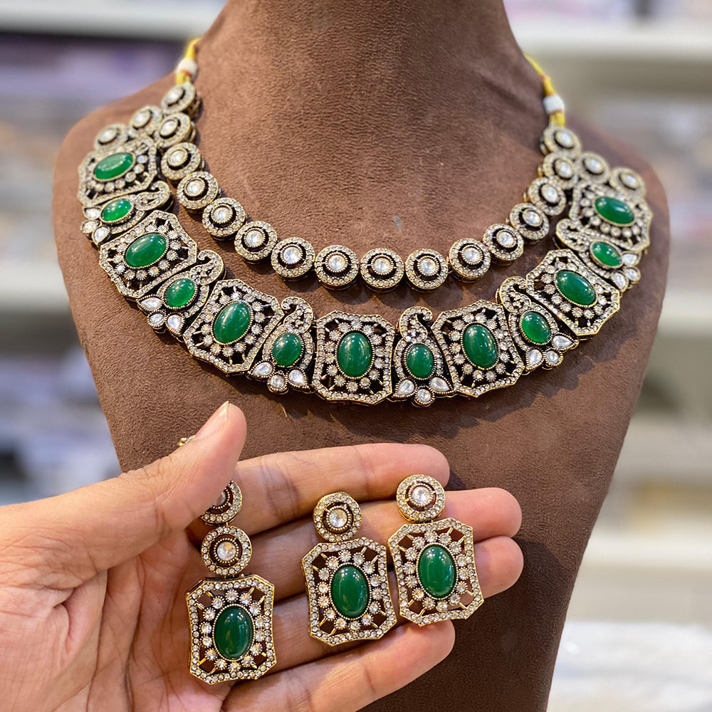 Hira Collection Elegant Crystal And Austrian Stone Necklace Set Perfect For Traditional Functions