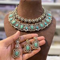 Hira Collection Elegant Crystal And Austrian Stone Necklace Set Perfect For Traditional Functions