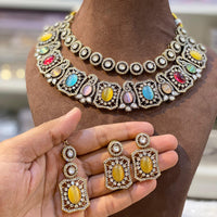 Hira Collection Elegant Crystal And Austrian Stone Necklace Set Perfect For Traditional Functions