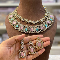 Hira Collection Elegant Crystal And Austrian Stone Necklace Set Perfect For Traditional Functions