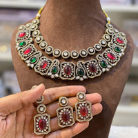 Hira Collection Elegant Crystal And Austrian Stone Necklace Set Perfect For Traditional Functions