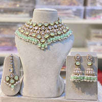 Hira Collection Beautiful Kundan Choker Necklace  Set  With MaangTika For Wedding Occassion