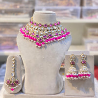 Hira Collection Beautiful Kundan Choker Necklace  Set  With MaangTika For Wedding Occassion