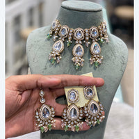 Hira Collection Traditional Kundan And Beads Choker Necklace Set