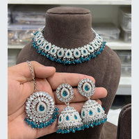 Hira Collections Designer Rhodium Finish Pota and Pearl Necklace Set