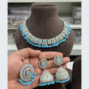 Hira Collections Designer Rhodium Finish Pota and Pearl Necklace Set