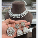 Hira Collections Designer Rhodium Finish Pota and Pearl Necklace Set