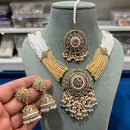 Hira Collections Contemporary Crystal And Multi-Layer Pearl Statement Necklace Set