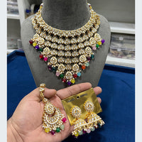 Hira Collections Royal Multi-Layer Of Kundan Pearl And Beads Choker Necklace Set
