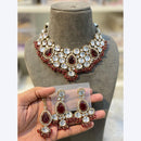 Hira Collections Royal Heavy Crystal And Pearl Choker Necklace Set